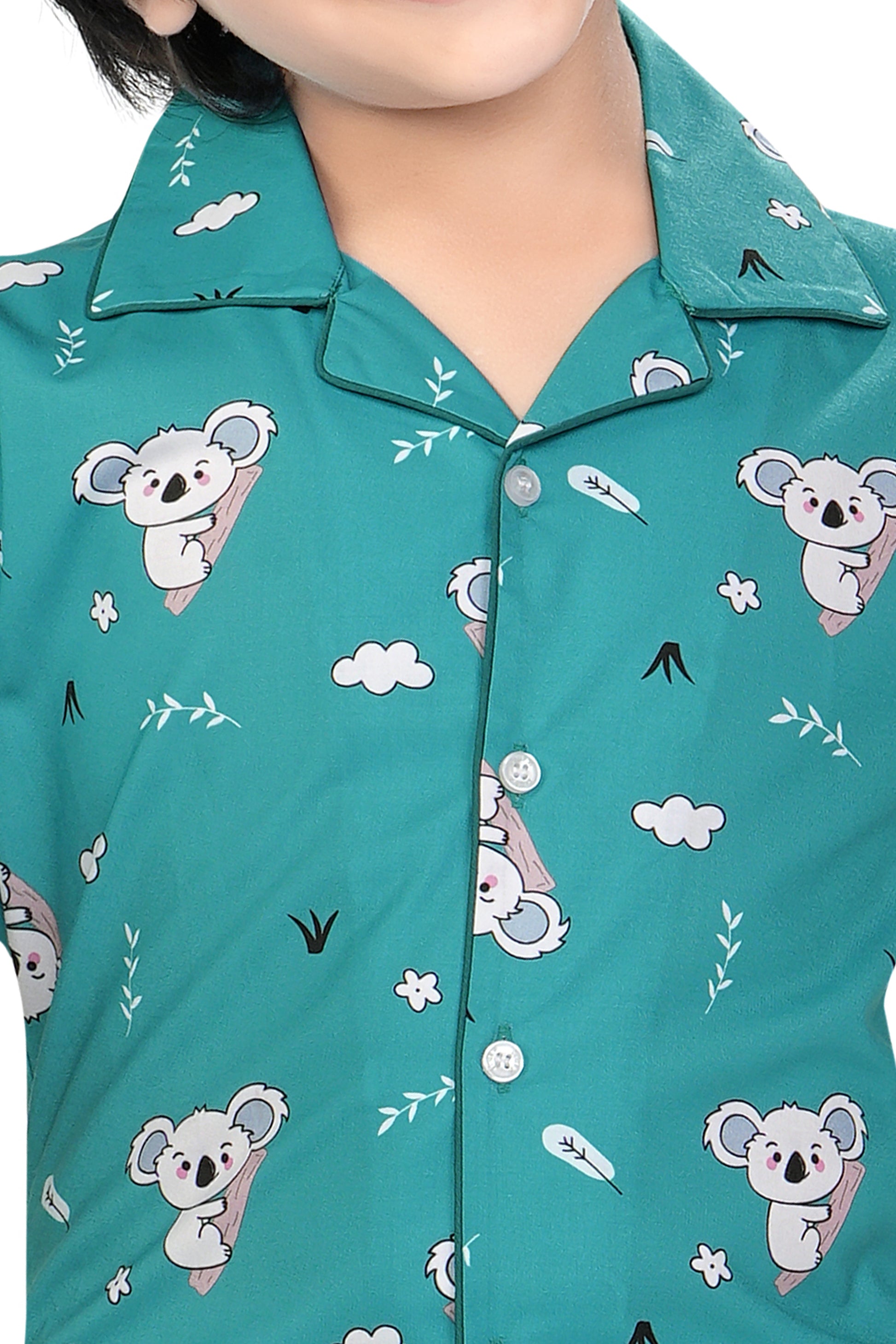 Sky-blue-Teddy-Bear-Printed-Cotton-Nightsuit-Set-ZoomView