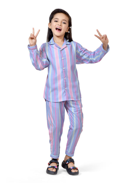 Buy Stylish Purple Striped Girls Nightsuit Dress Online - Club96