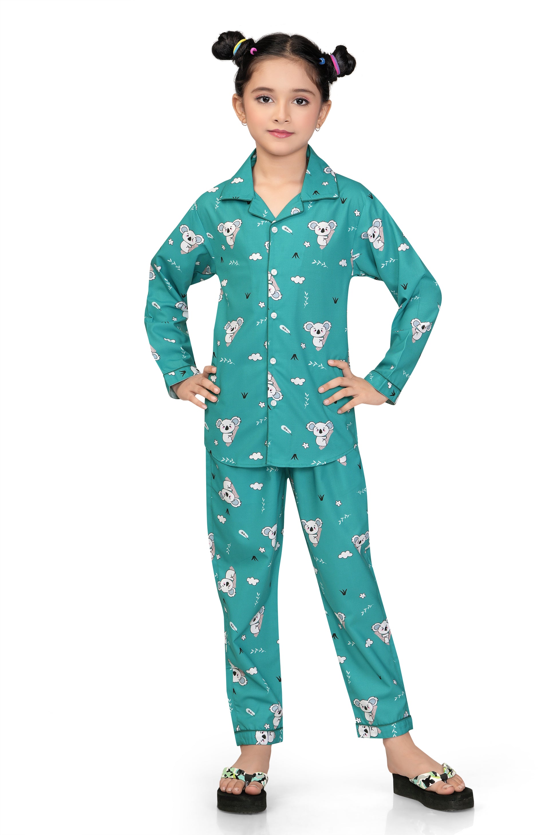 Teddy-Bear-Printed-Girl-Cotton-Nightsuit-Set-Stylishview