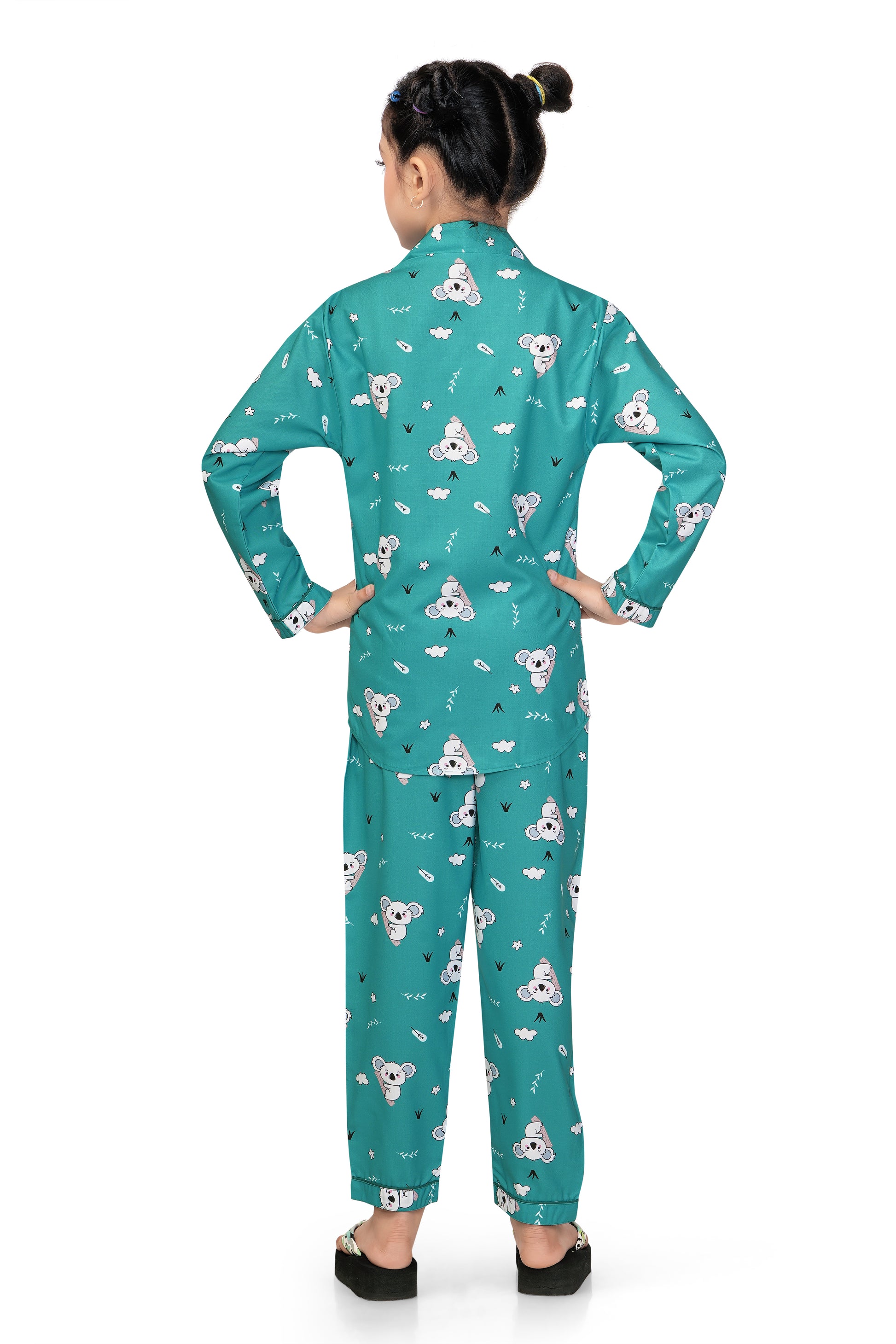 Teddy-Bear-Printed-Girl-Cotton-Nightsuit-Set-Backview