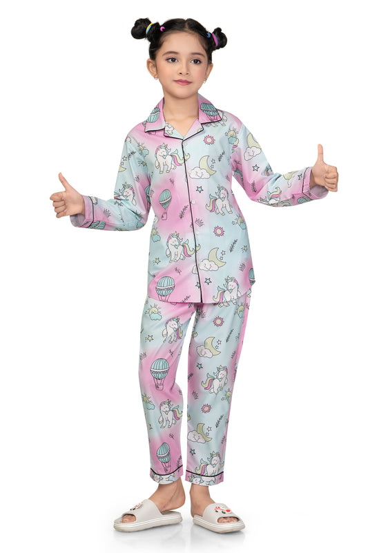 Unicorn-Printed-Cotton-Girl-Nightsuit-Set-FrontView