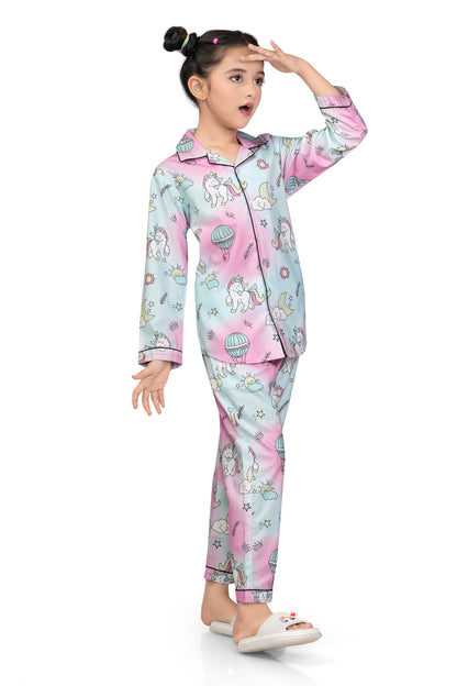 Unicorn-Printed-Cotton-Girl-Nightsuit-Set-SideView