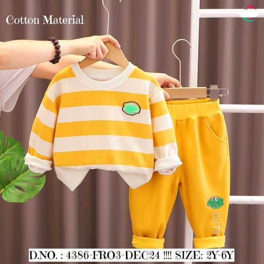 Boys Long Sleeve Striped Yellow Sweatshirt With Trouser Set