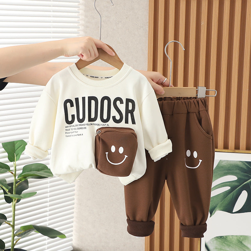 Boys Striped Brown Sweatshirt With Trouser Set