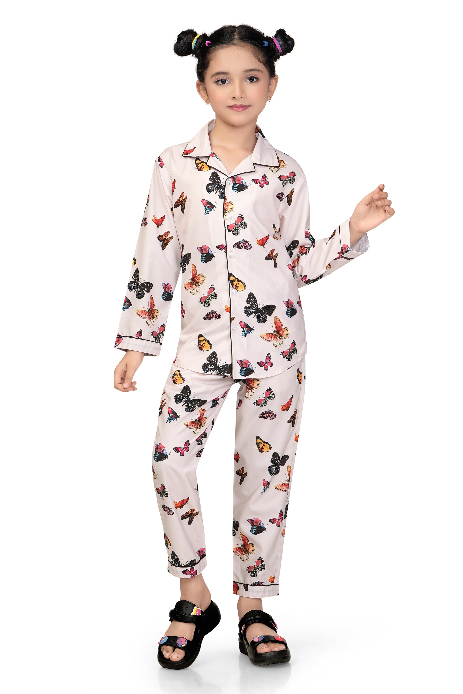 White-Butterfly-Print-Girl-Nightsuit-Set-Club96