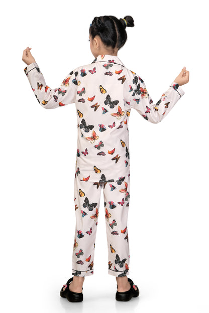 White-Butterfly-Print-Girl-Nightsuit-Set-BackView