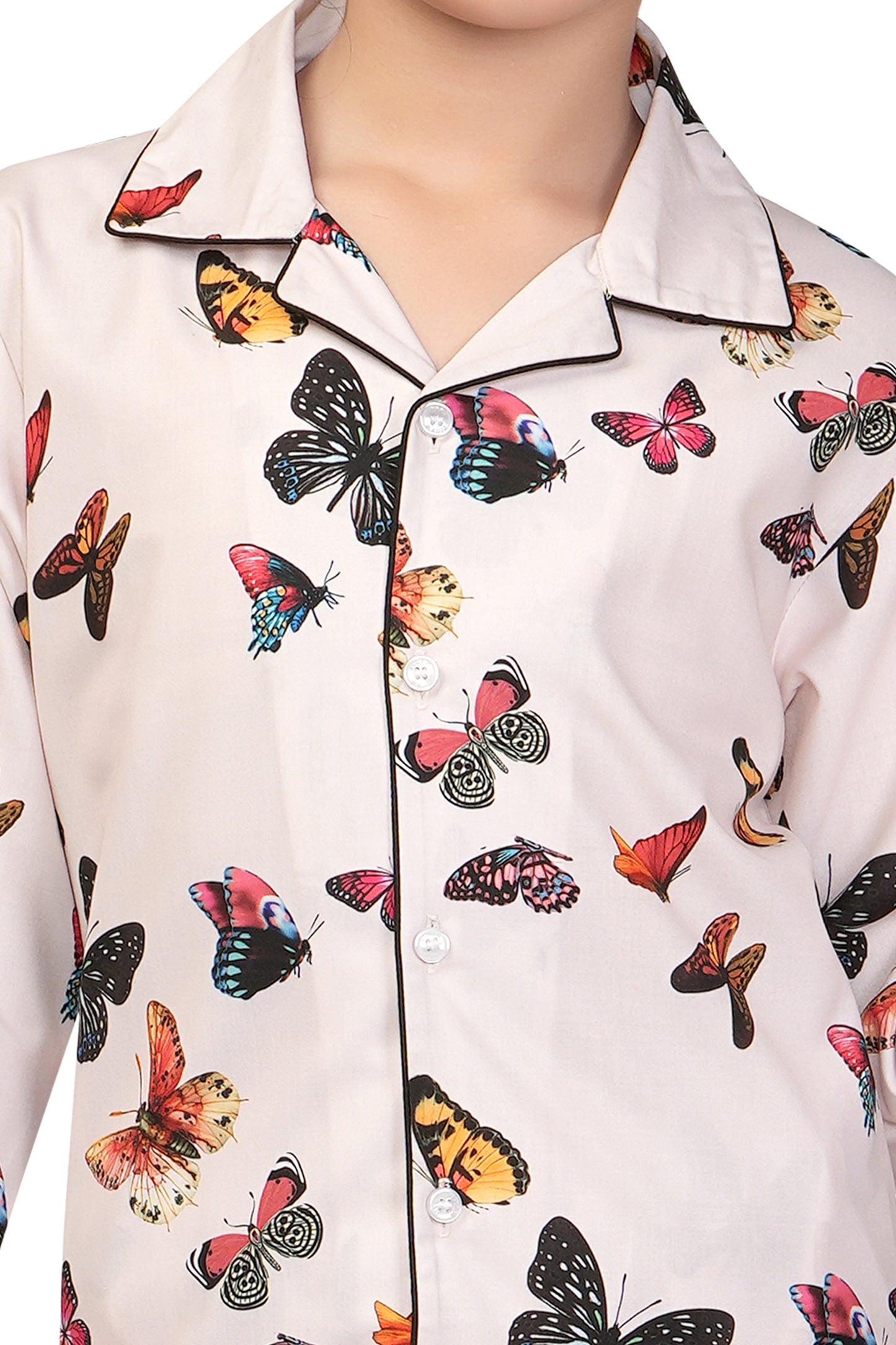 White-Butterfly-Print-Girl-Nightsuit-Set-ZoomView