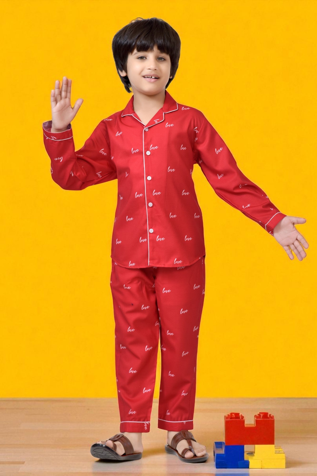 Buy Red Color Love Printed Cute Boys Nightwear Online 
