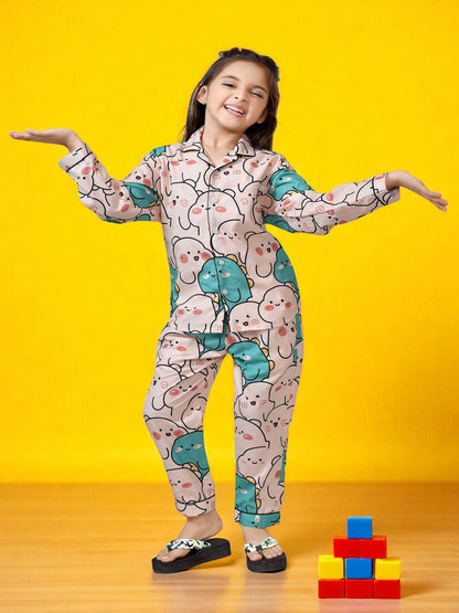 Buy Kawai Style Cartoon Girls Peach Cotton Nightsuit Online
